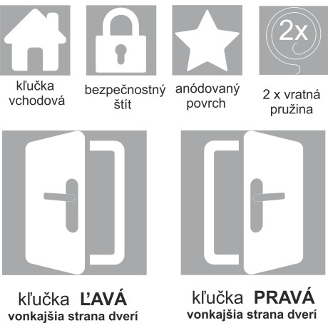 TOTAL vchodová klika-klika INOX levá