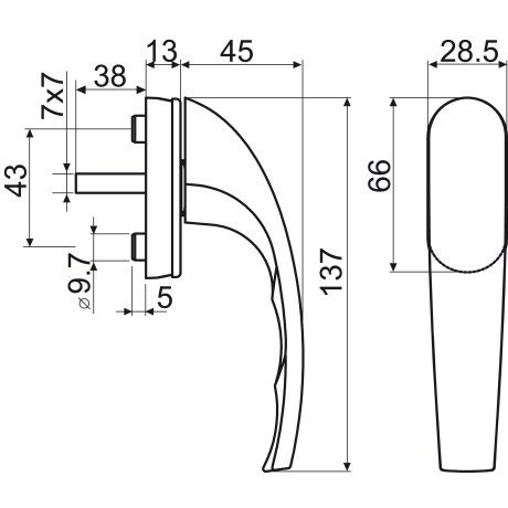 RHW 071 F9016 okenní klika