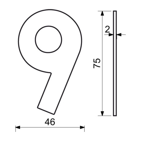 RN.75L číslice "0" matná černá