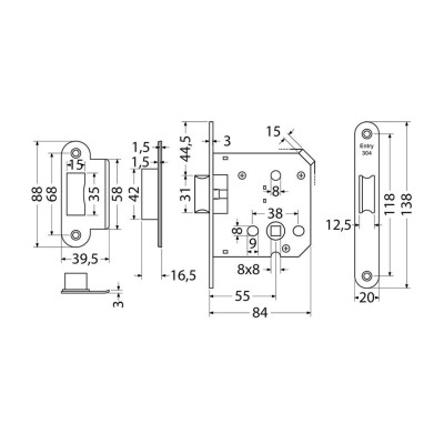 EN.304.S.55.20.PL zadlabací zámek EN.304.S.55.20.PL zadlabací zámek