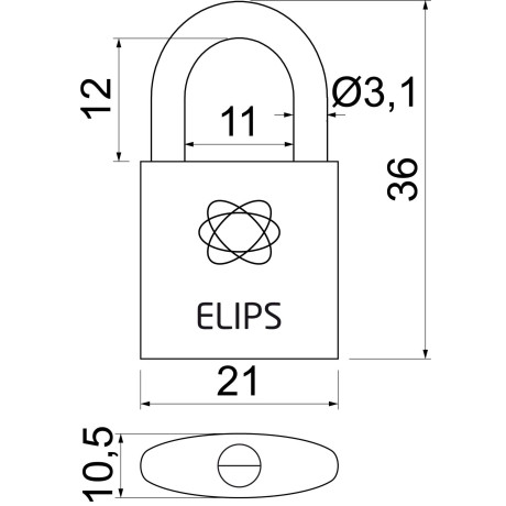 RV.ELIPS.20 visací zámek mosaz