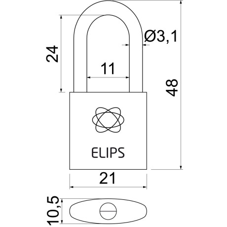 RV.ELIPS.PL.20 visací zámek mosaz