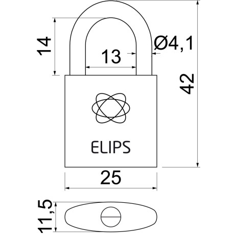 RV.ELIPS.25 visací zámek mosaz