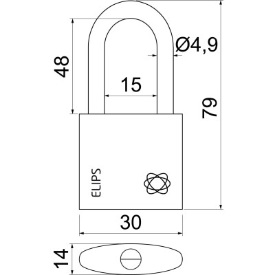 RV.ELIPS.PL.30 visací zámek mosaz
