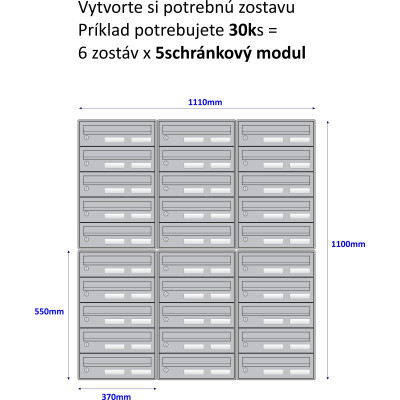 M37 / 5 RAL7035 modulová schránka