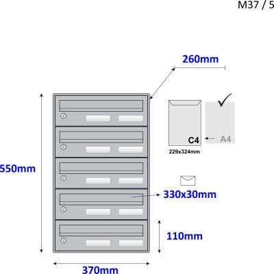 M37 / 5 RAL7016 modulová schránka M37 / 5 RAL7016 modulová schránka