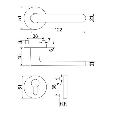 RK.K16.COMO.PZ.CE klika na dveře RK.K16.COMO.PZ.CE klika na dveře