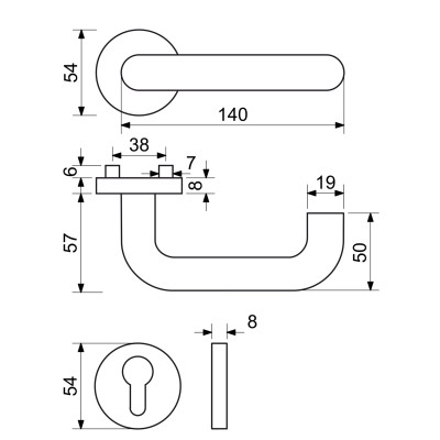 RK.U-FORM.PZ.N klika na dveře RK.U-FORM.PZ.N klika na dveře