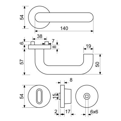 RK.U-FORM.WC.N klika na dveře