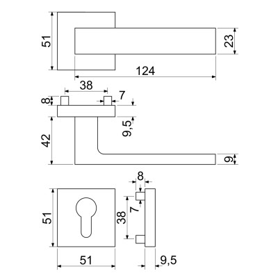 RK.C3.TORINO.PZ.CE klika na vložku černá RK.C3.TORINO.PZ.CE klika na vložku černá