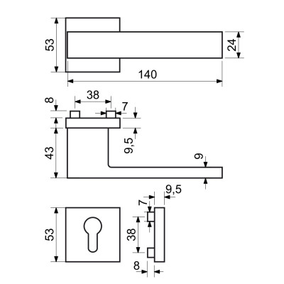 RK.C3.MONZA.PZ.NIBMAT klika na dveře RK.C3.MONZA.PZ.NIBMAT klika na dveře