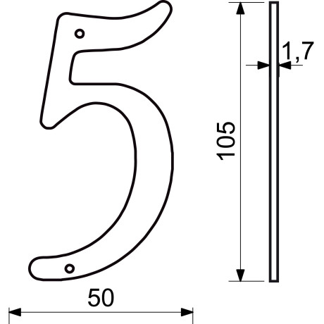RN.105HR.5.AL.C číslo 105mm černé "5"