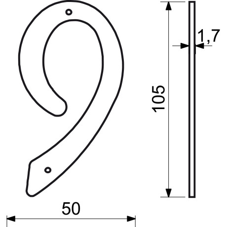 RN.105HR.9.AL.C číslo 105mm černé "9"