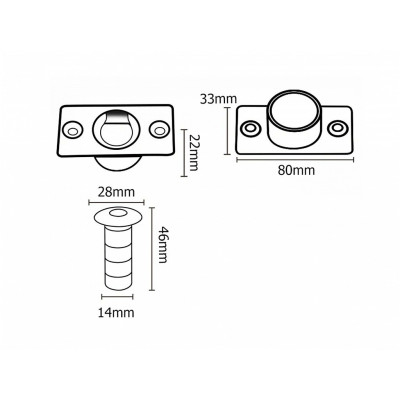 Magnetická skrytá dveřní zarážka Ni-broušený Magnetická skrytá dveřní zarážka Ni-broušený