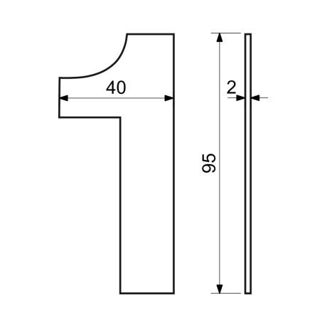 RN.95L.1.CE číslice "1" 95mm černá