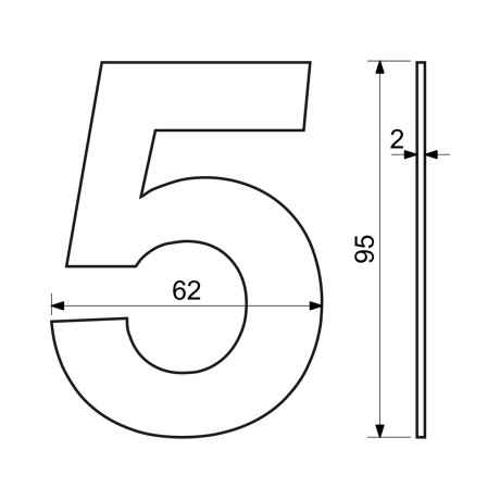 RN.95L.5.CE číslice "5" 95mm černá