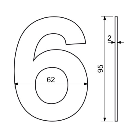 RN.95L.6.CE číslice "6" 95mm černá