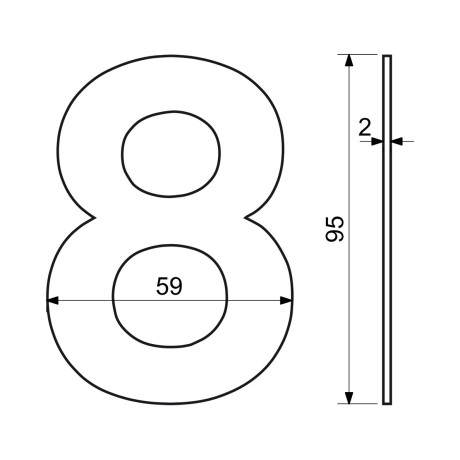 RN.95L.8.CE číslice "8" 95mm černá