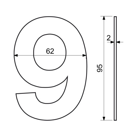 RN.95L.9.CE číslice "9" 95mm černá