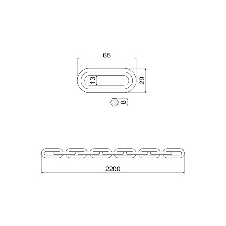 Bezpečnostní řetěz Ø 8mm x 2200mm