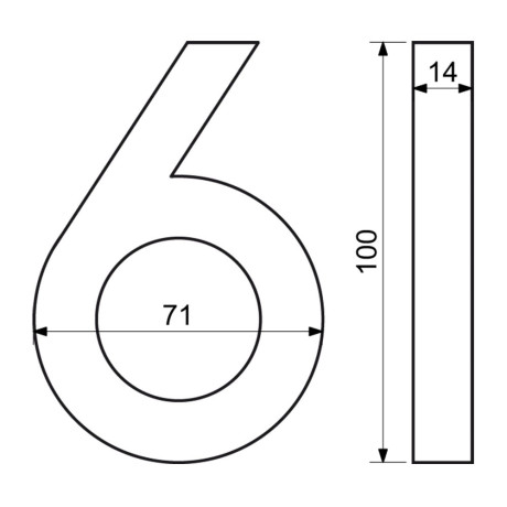 Číslo "6" 3D černé 100mm