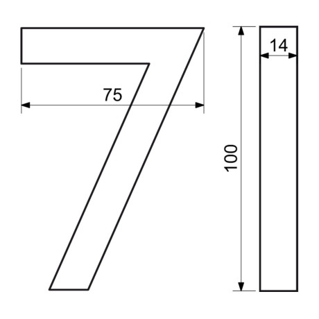 Číslo "7" 3D černé 100mm