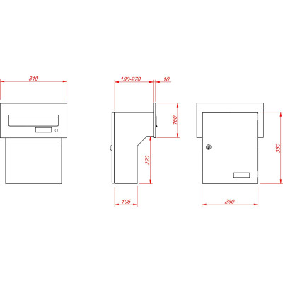 S9  T schránka na zazdění antracit