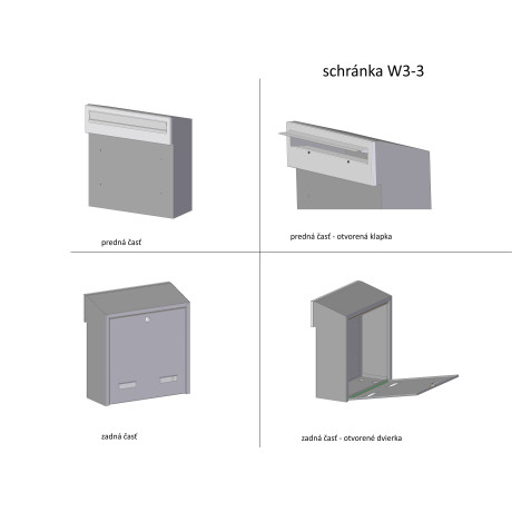 W3 - 3 poštovní schránka RAL7016 / nerez