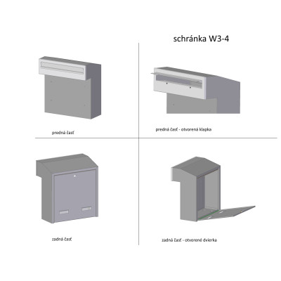 W3 - 4 poštovní schránka RAL7016 / nerez